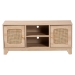 Baxton Studio Elsbeth Mid-Century Modern Light Brown Finished Wood and Natural Rattan 2-Door TV Stand - BSOLC22040702-Rattan-TV Stand