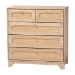 Baxton Studio Elsbeth Mid-Century Modern Oak Brown Finished Wood and Natural Rattan 5-Drawer Storage Cabinet - BSOLC22040704-Rattan-5DW Cabinet