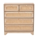 Baxton Studio Elsbeth Mid-Century Modern Oak Brown Finished Wood and Natural Rattan 5-Drawer Storage Cabinet - BSOLC22040704-Rattan-5DW Cabinet
