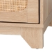 Baxton Studio Elsbeth Mid-Century Modern Oak Brown Finished Wood and Natural Rattan 5-Drawer Storage Cabinet - BSOLC22040704-Rattan-5DW Cabinet