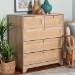 Baxton Studio Elsbeth Mid-Century Modern Oak Brown Finished Wood and Natural Rattan 5-Drawer Storage Cabinet - BSOLC22040704-Rattan-5DW Cabinet