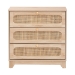 Baxton Studio Elsbeth Japandi Oak Brown Finished Wood and Natural Rattan 3-Drawer Storage Cabinet - BSOLC22040703-Rattan-3DW Cabinet