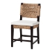bali & pari Alise Modern Bohemian Dark Brown Mahogany Wood and Seagrass Dining Chair - BSOAlise-Mahogany-Cushion-DC