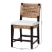 bali & pari Alise Modern Bohemian Dark Brown Mahogany Wood and Seagrass Dining Chair - BSOAlise-Mahogany-Cushion-DC