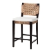 bali & pari Alise Modern Bohemian Dark Brown Mahogany Wood and Seagrass Counter Stool - BSOAlise-Mahogany-Cushion-CS