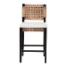 bali & pari Alise Modern Bohemian Dark Brown Mahogany Wood and Seagrass Counter Stool - BSOAlise-Mahogany-Cushion-CS