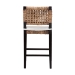 bali & pari Alise Modern Bohemian Dark Brown Mahogany Wood and Seagrass Counter Stool - BSOAlise-Mahogany-Cushion-CS
