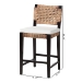 bali & pari Alise Modern Bohemian Dark Brown Mahogany Wood and Seagrass Counter Stool - BSOAlise-Mahogany-Cushion-CS
