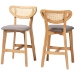 Baxton Studio Dannell Mid-Century Modern Grey Fabric and Natural Oak Finished Wood 2-Piece Counter Stool Set - BSOCS003P-Natural Oak/Light Grey-PC-2PK