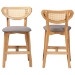 Baxton Studio Dannell Mid-Century Modern Grey Fabric and Natural Oak Finished Wood 2-Piece Counter Stool Set - BSOCS003P-Natural Oak/Light Grey-PC-2PK