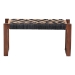 bali & pari Prunella Modern Bohemian Two-Tone Navy Blue and Natural Brown Jute and Acacia Wood Accent Bench - BSOF232-FT23-Navy Blue/Brown Diamond Pattern-Bench