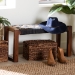 bali & pari Prunella Modern Bohemian Two-Tone Navy Blue and Natural Brown Jute and Acacia Wood Accent Bench - BSOF232-FT23-Navy Blue/Brown Diamond Pattern-Bench