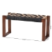 bali & pari Prunella Modern Bohemian Two-Tone Navy Blue and Natural Brown Jute and Acacia Wood Accent Bench - BSOF232-FT23-Navy Blue/Brown Diamond Pattern-Bench