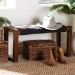 bali & pari Jerilyn Modern Bohemian Two-Tone Navy Blue and Natura Brown Jute and Acacia Wood Accent Bench - BSOF232-FT23-Navy Blue/Brown Triangle Pattern-Bench