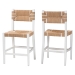 bali & pari Talli Bohemian Paper Loom and White Mahogany Wood 2-Piece Counter Stool Set - BSOCCP-02-Wood/White-CS