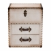 Baxton Studio Agatha Vintage Coffee Canvas 2-Drawer Storage Trunk - BSOJY24A034-White-Wooden-Ottoman