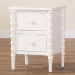 Baxton Studio Malinda Classic White Wood 2-Drawer End Table with Spindle Legs - BSOJY24A172-Off White/Wooden-End Table