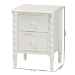 Baxton Studio Malinda Classic White Wood 2-Drawer End Table with Spindle Legs - BSOJY24A172-Off White/Wooden-End Table