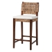 bali & pari Alise Handwoven Seagrass Bar Stool with Mahogany Wood Frame - Bar -Height Chair with Woven Back and Seat for Kitchen Island or Home Bar, Earthy Brown - BSOAlise-Mahogany-Brown-Cushion-BS