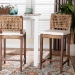 bali & pari Alise Handwoven Seagrass Bar Stool with Mahogany Wood Frame - Bar -Height Chair with Woven Back and Seat for Kitchen Island or Home Bar, Earthy Brown - BSOAlise-Mahogany-Brown-Cushion-BS