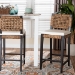 bali & pari Alise Handwoven Seagrass Bar Stool with Mahogany Wood Frame - Bar-Height Chair with Woven Back and Seat for Kitchen Island or Home Bar, Dark Brown - BSOAlise-Mahogany-Cushion-BS