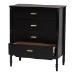 Baxton Studio Marisela Black Wood Chest of Drawers with Gold Handles - 4-Drawer Vertical Storage Dresser with Bamboo-Inspired Legs, Modern Transitional Accent Furniture for Bedroom or Guest Room - BSOMG9014-Black 9990-4DW-Chest