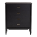 Baxton Studio Marisela Black Wood Chest of Drawers with Gold Handles - 4-Drawer Vertical Storage Dresser with Bamboo-Inspired Legs, Modern Transitional Accent Furniture for Bedroom or Guest Room - BSOMG9014-Black 9990-4DW-Chest