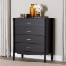 Baxton Studio Marisela Black Wood Chest of Drawers with Gold Handles - 4-Drawer Vertical Storage Dresser with Bamboo-Inspired Legs, Modern Transitional Accent Furniture for Bedroom or Guest Room - BSOMG9014-Black 9990-4DW-Chest