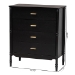 Baxton Studio Marisela Black Wood Chest of Drawers with Gold Handles - 4-Drawer Vertical Storage Dresser with Bamboo-Inspired Legs, Modern Transitional Accent Furniture for Bedroom or Guest Room - BSOMG9014-Black 9990-4DW-Chest