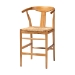 bali & pari Fika Counter Stool with Woven Seagrass Seat - Handwoven Wicker Stool with Arms and Wishbone Backrest, Boho Coastal Seating for Kitchen Island or Dining Counter - BSOFika-Natural Wood/Abaca White Weaving-CS