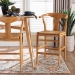 bali & pari Fika Counter Stool with Woven Seagrass Seat - Handwoven Wicker Stool with Arms and Wishbone Backrest, Boho Coastal Seating for Kitchen Island or Dining Counter - BSOFika-Natural Wood/Abaca White Weaving-CS