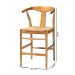 bali & pari Fika Counter Stool with Woven Seagrass Seat - Handwoven Wicker Stool with Arms and Wishbone Backrest, Boho Coastal Seating for Kitchen Island or Dining Counter - BSOFika-Natural Wood/Abaca White Weaving-CS