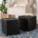 Baxton Studio Siskal Black Modern Cube Ottoman (Set of 2) - BSOBH-5589-BLACK-OTTO