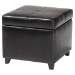 Baxton Studio Black Full Leather Storage Cube Ottoman - BSO0380-023-black