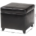 Baxton Studio Black Full Leather Storage Cube Ottoman - BSO0380-023-black
