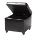 Baxton Studio Black Full Leather Storage Cube Ottoman - BSO0380-023-black