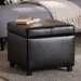 Baxton Studio Black Full Leather Storage Cube Ottoman - BSO0380-023-black