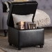 Baxton Studio Black Full Leather Storage Cube Ottoman - BSO0380-023-black