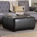 Baxton Studio Belmont Black Leather Large Square Cocktail Ottoman with Wood Feet - BSOY-052-023-black