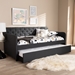 Baxton Studio Camelia Modern and Contemporary Charcoal Grey Fabric Upholstered Button-Tufted Twin Size Sofa Daybed with Roll-Out Trundle Guest Bed - BSOCamelia-Charcoal Grey-Daybed